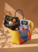 "M" Woven Tote Bag in Sunset