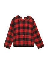 Modern holiday pajama shirt in red buffalo plaid.