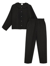 Jacquard pajama set in black.