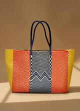 "M" Woven Tote Bag in Sunset