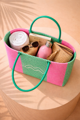 "M" Woven Tote Bag in Watermelon