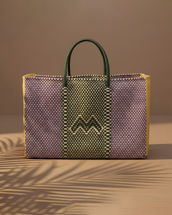 "M" Small Woven Tote in Wisteria