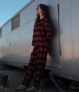 Luxury brushed organic cotton pajama  set in red plaid