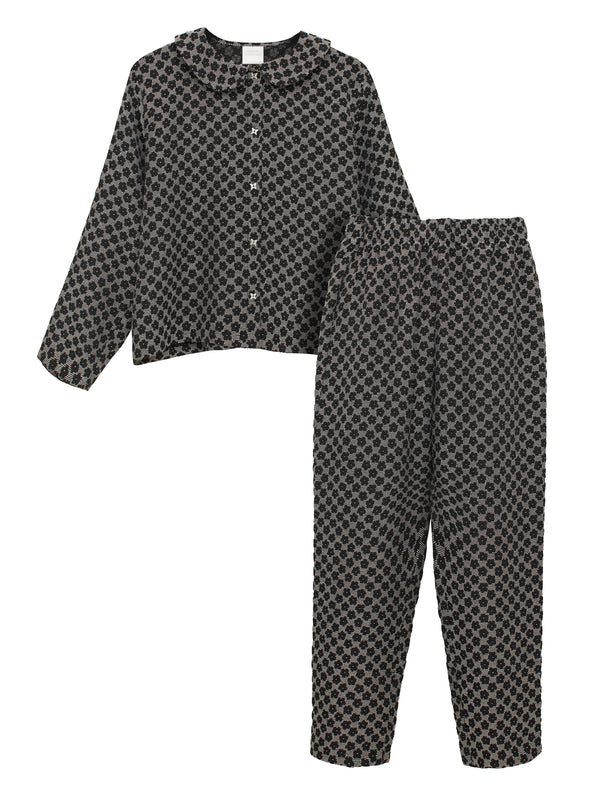 Elegant jacquard easy care loungewear. Elevated pajamas. 