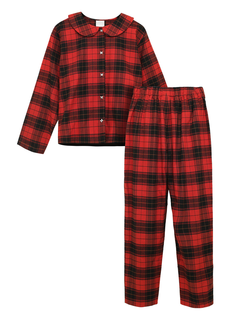 Red buffalo plaid pajama set for the holidays  in brushed organic cotton. 